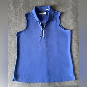 Pebble Beach Sleeveless Pique Blue Polo Golf Shirt Top women’s XXL